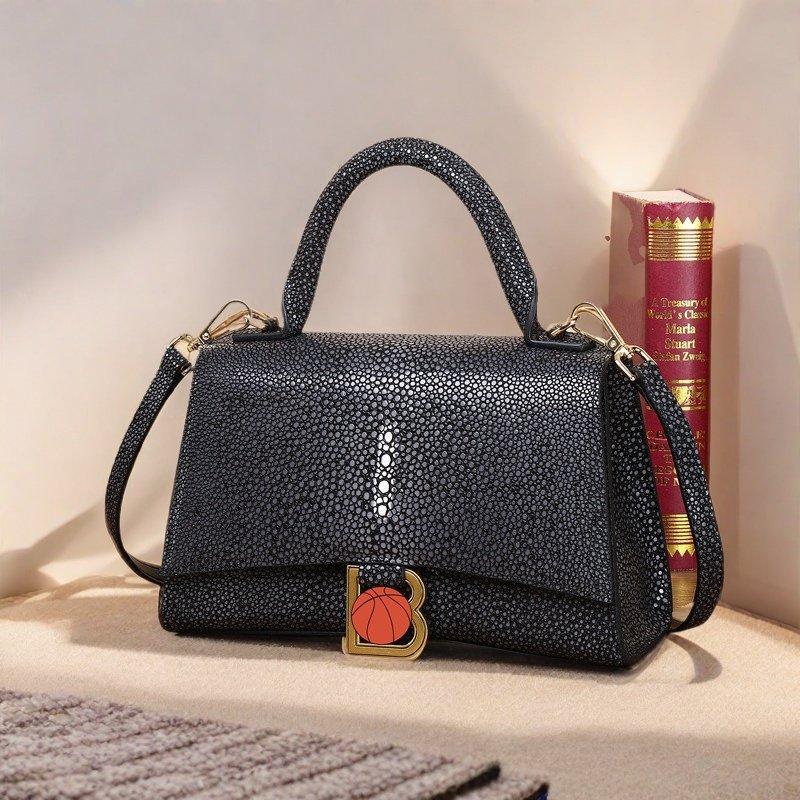 Genuine Leather Starry Pearl Fish Grain Hourglass Bag for Women Large Capacity Shoulder Crossbody Handbag, Versatile Banquet Purse with Exquisite Texture