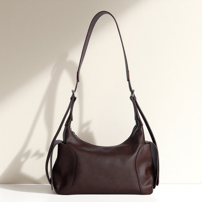 Top Layer Cowhide Hobo Tote Bag for Women Large Capacity Fall Winter Shoulder Crossbody Handbag, Slouchy Genuine Leather Purse with Versatile Commuter Style