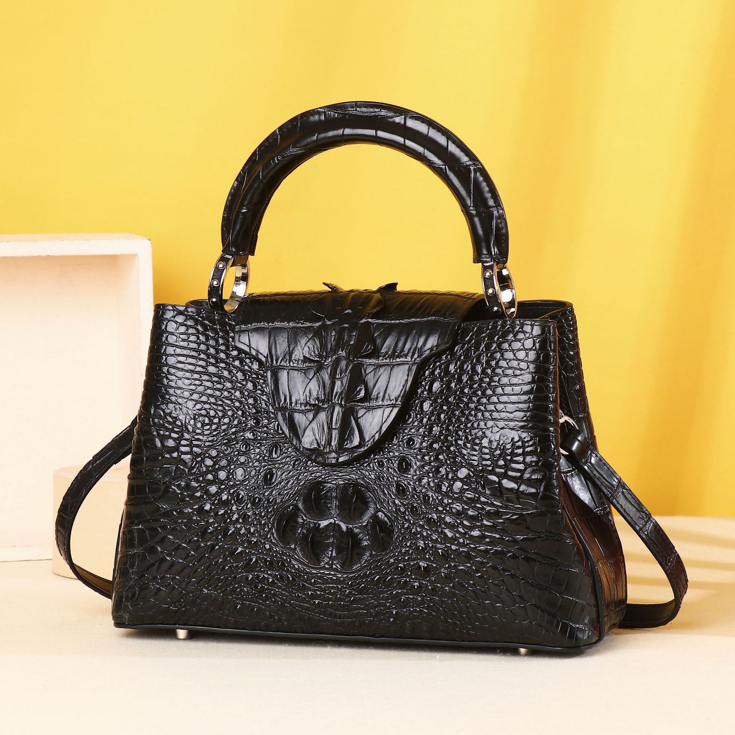 New Arrival Croc-Effect Handbag for Women, A Trendy Versatile Shoulder Crossbody Top-Handle Bag Perfect for Outdoor Casual & Everyday Use