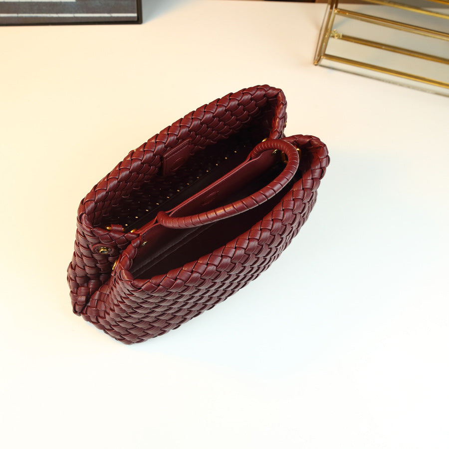 PU Woven Bucket Bag for Women Summer Shoulder Crossbody Handbag, Bestselling Versatile Purse with Natural Woven Texture