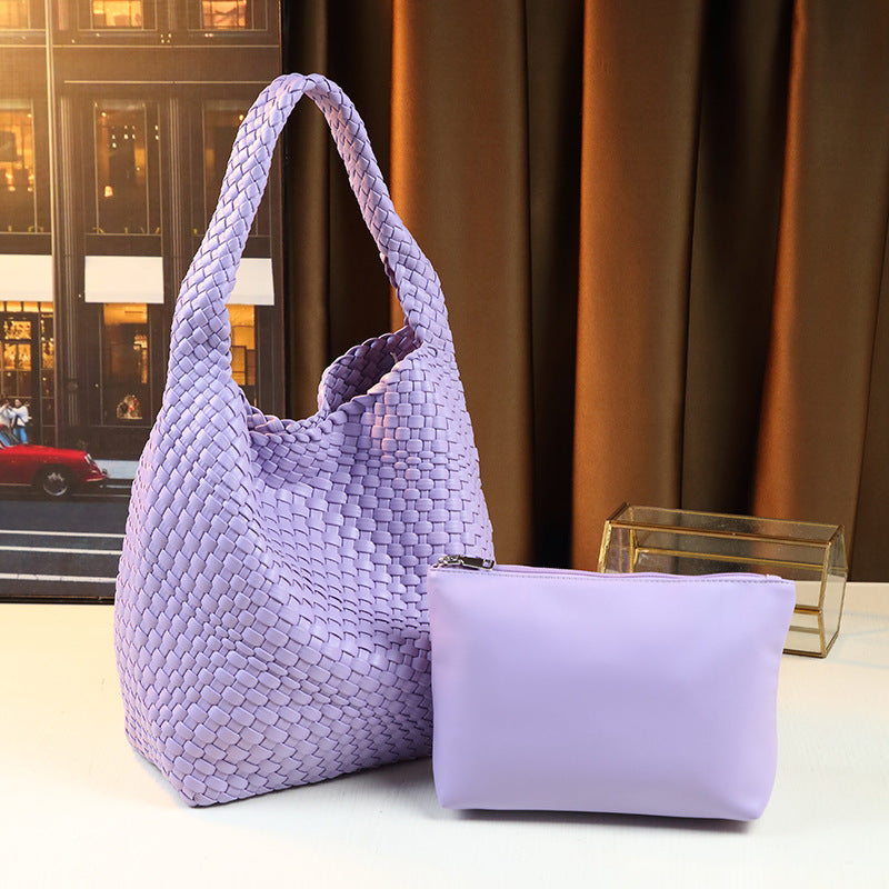 Handwoven Niche Tote Bag for Women with Detachable Sub-Bag, Large Capacity Shoulder Handbag with Versatile Everyday Design