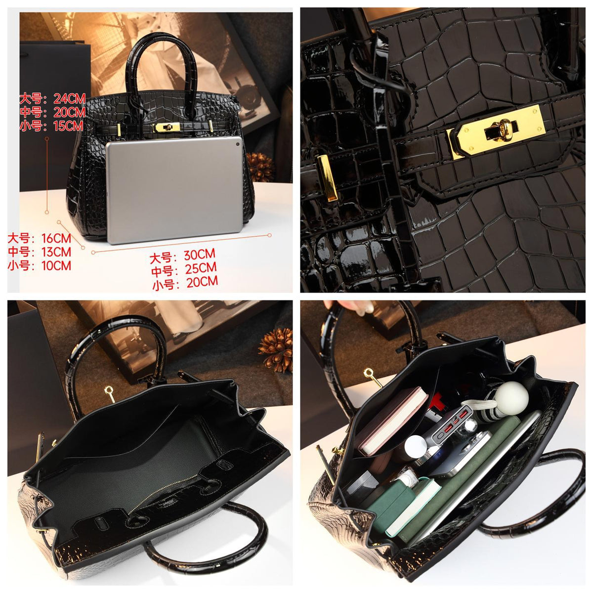 Chic Croc-Embossed Birkin-Inspired Tote Bag for Women, Premium Genuine Leather Shoulder Crossbody Top-Handle Handbag with Dopamine Bright Colorful Style, High-End Everyday Purse