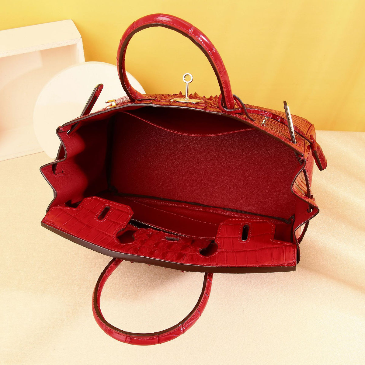Elegant Croc-Embossed Birkin-Inspired Tote Bag for Women, Large Capacity Wristlet Handbag with Classic Versatile Design, Perfect for Everyday Style