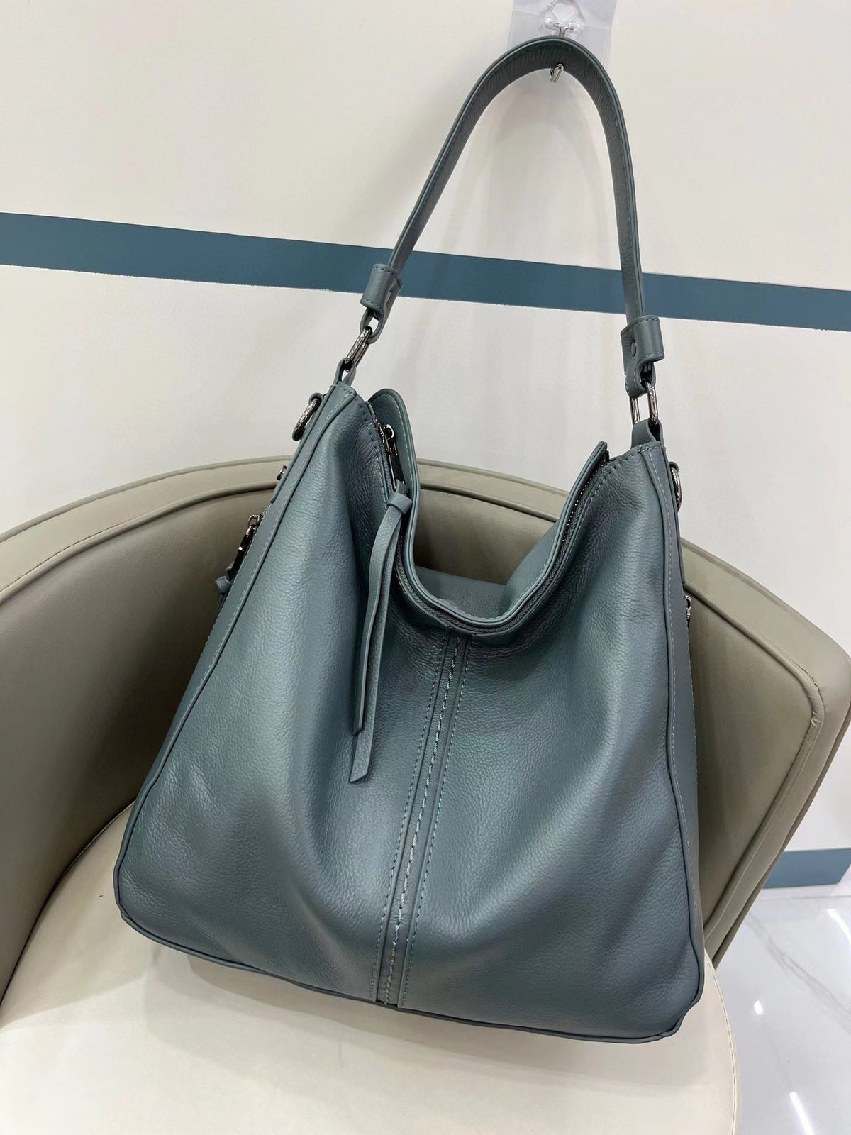 Genuine Top Layer Cowhide Large Shoulder Crossbody Top Handle Bag for Women, Versatile Everyday Handbag 1081 for Ladies