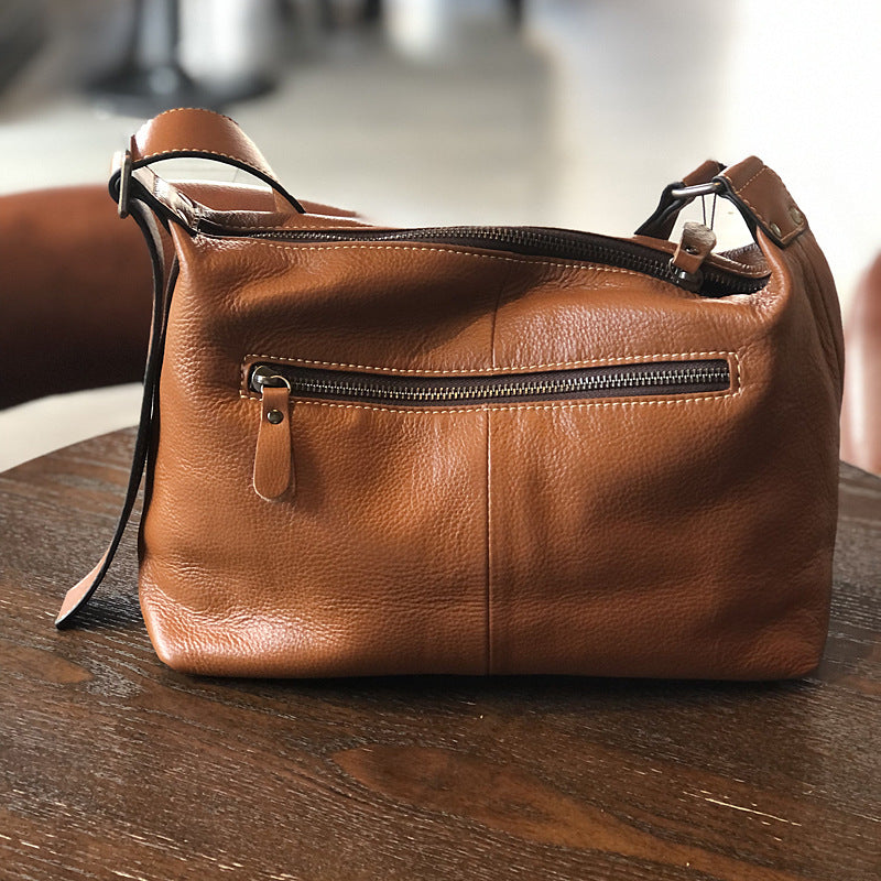 Genuine Leather Large Capacity Tote Bag for Women, New Spring Minimalist Shoulder Crossbody Purse, Casual Travel Everyday Handbag for Ladies