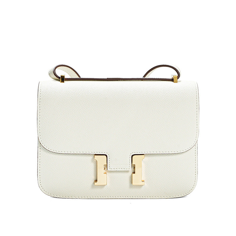 Genuine Cowhide H-Buckle Constance-Style Bag for Women, Versatile Crossbody Shoulder Underarm Purse, Minimalist Summer Handbag with Premium Feel for Ladies
