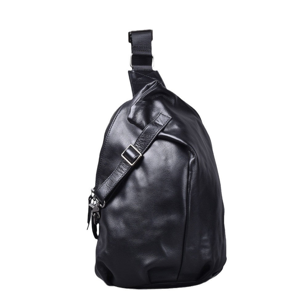 Premium Handcrafted Top-Layer Cowhide Leather Chest Bag for Men | Vintage Style Cross-Body Shoulder Pack with Large Spacious Interior | High-End Casual Sling Bag for Daily Commute, Travel & Outdoor Adventures | Durable & Stylish Genuine Leather Acces