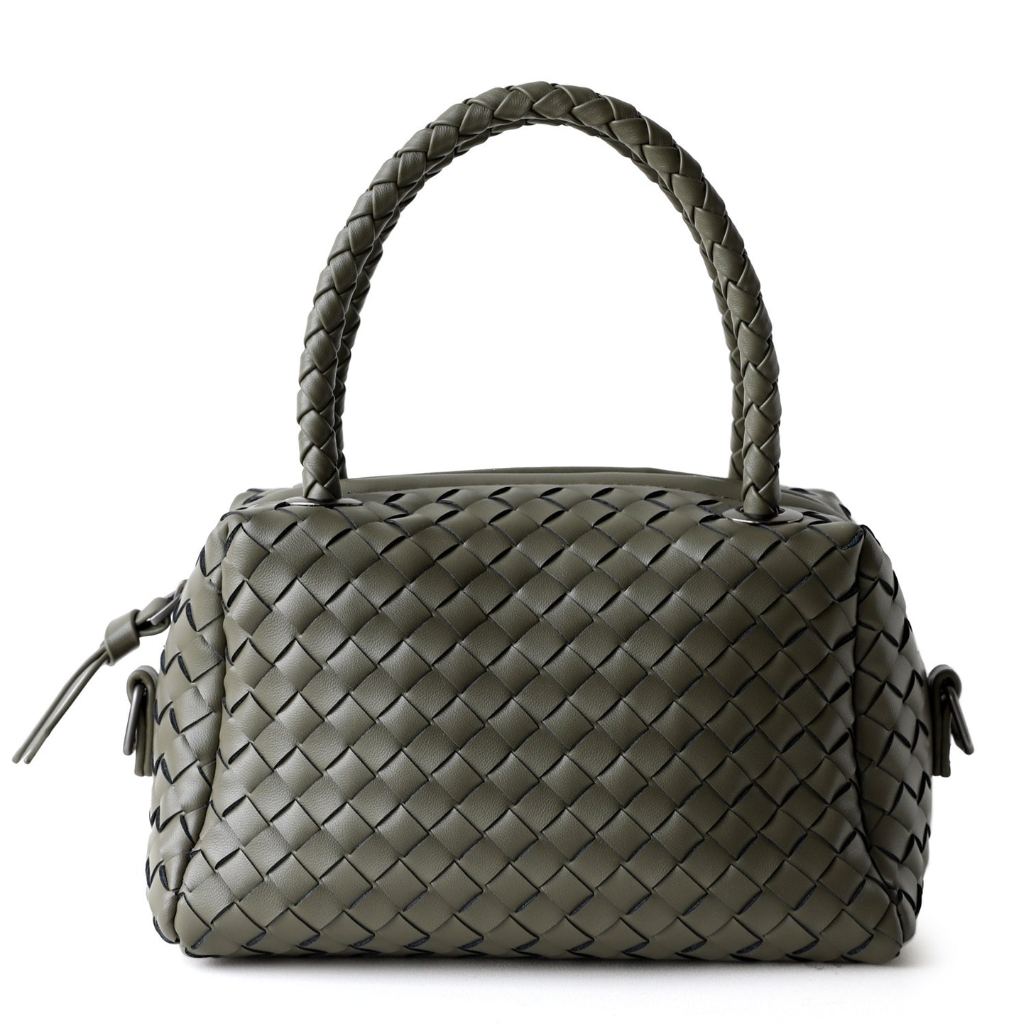 Handwoven Genuine Leather Boston Pillow Bag for Women Shoulder Crossbody Handbag, Premium Artisan Purse with Classic Silhouette