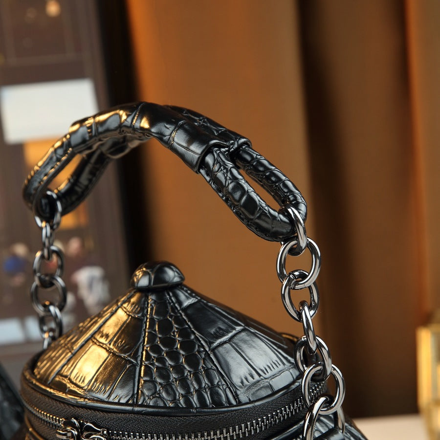 New Arrival Quirky Teapot-Shaped Croc-Effect Bag for Women, A Creative Chinese Style Novelty Shoulder Crossbody Handbag with Unique Fun Design
