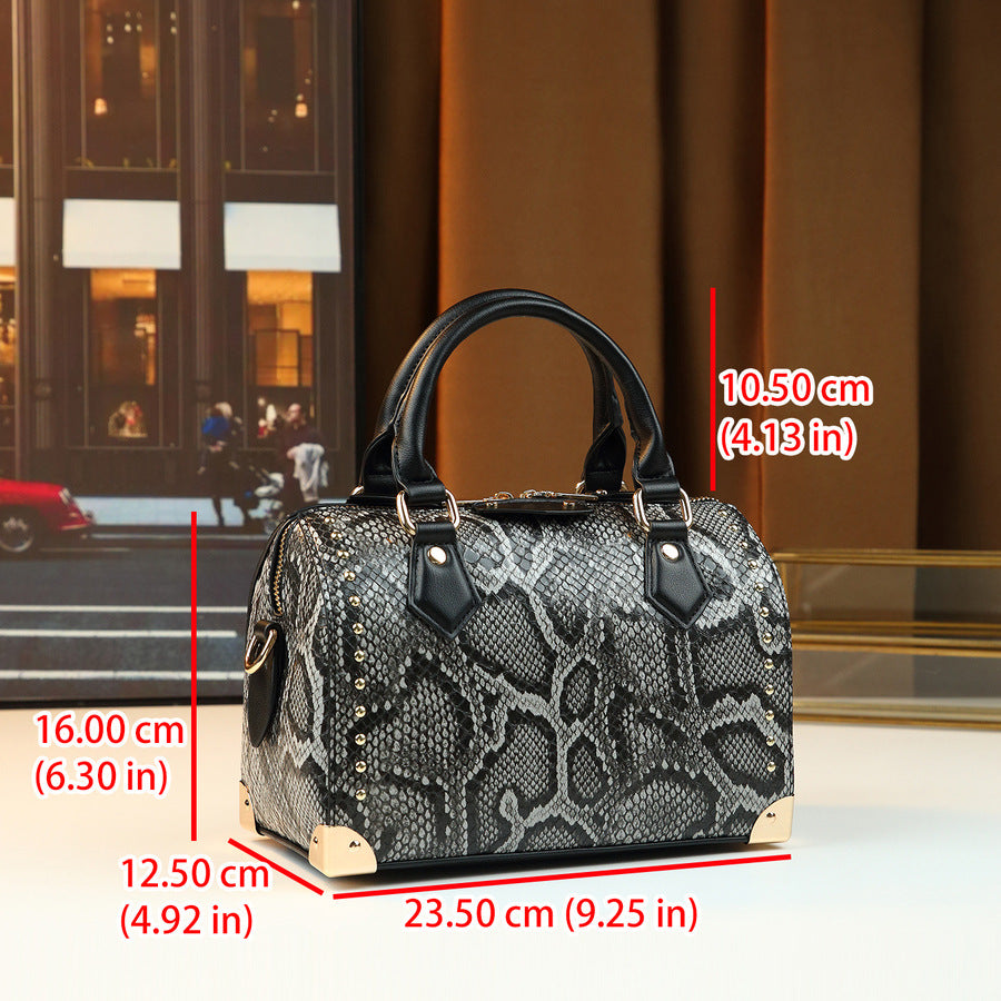Snakeskin Embossed Pillow Bag for Women Light Luxury Shoulder Crossbody Handbag, Versatile Trendy Purse with Exotic Textured Finish