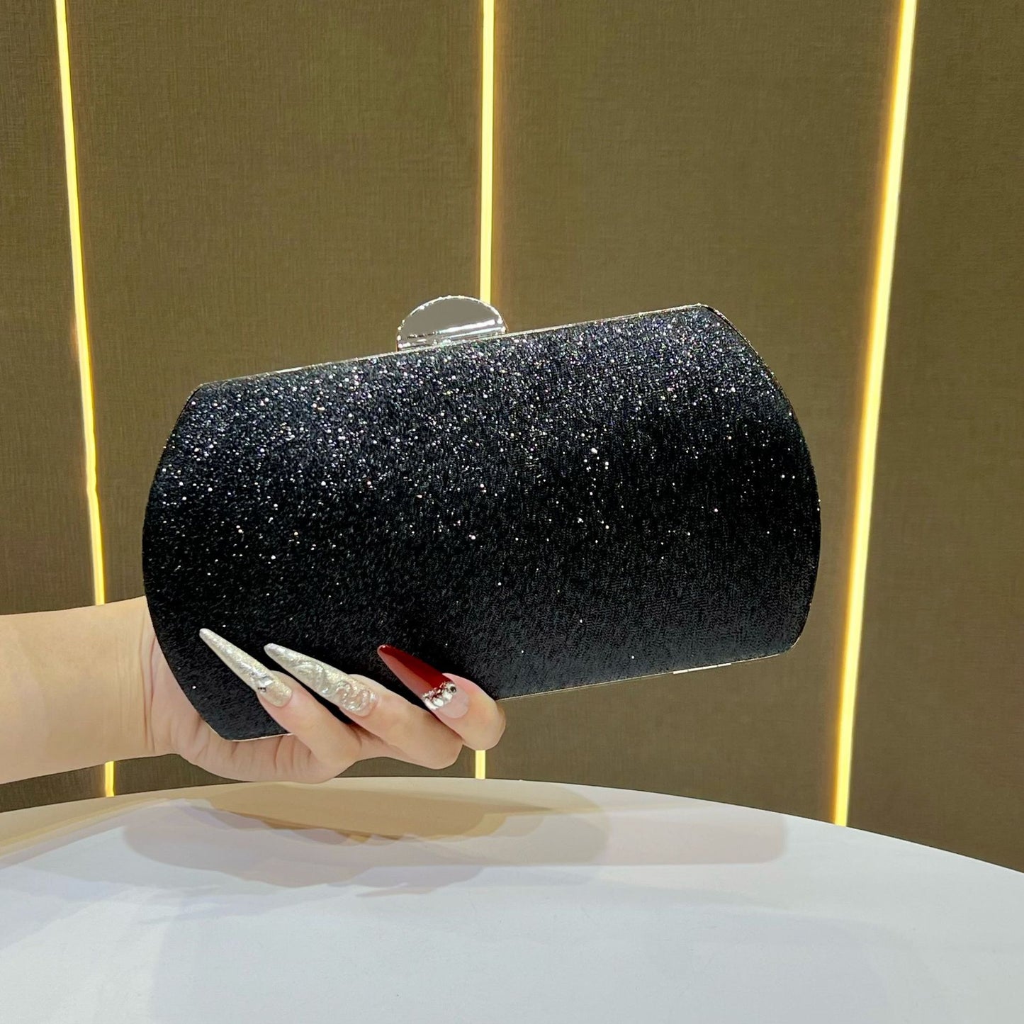 Elegant Rhinestone-Embellished Evening Clutch for Women, A Minimalist Sparkly Shoulder Crossbody Bag Perfect for Formal Dresses Banquets & Special Occasions