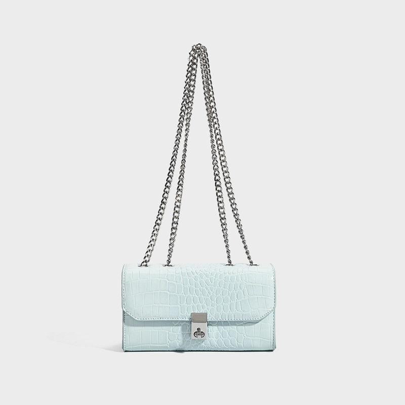 New Arrival Vintage Croc-Effect Small Crossbody Bag for Women, A Chain Shoulder Underarm Handbag with Versatile Fashionable Design