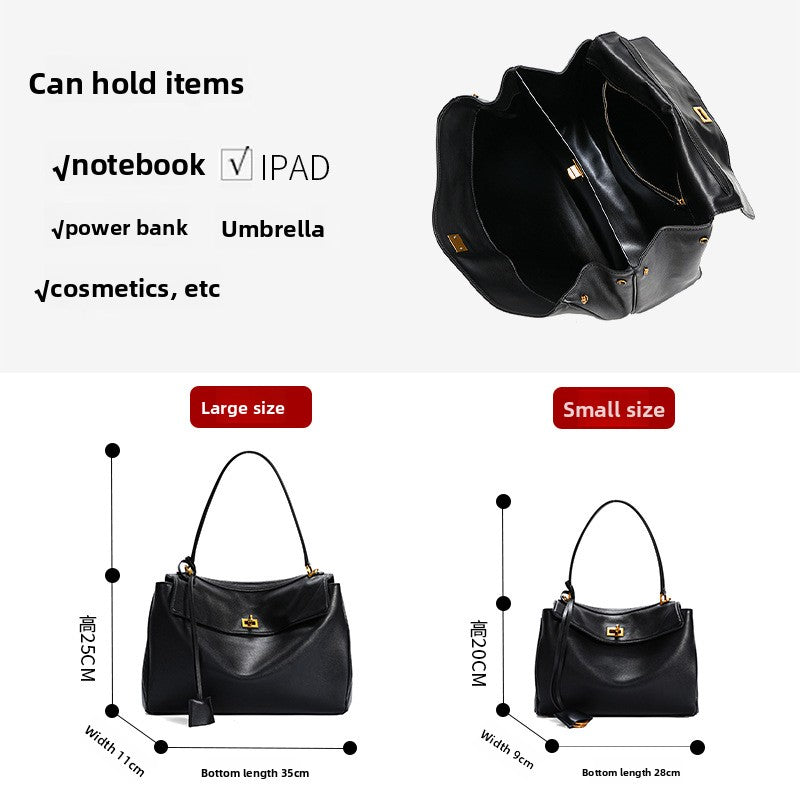 Genuine Leather Underarm Tote Bag for Women, New Fall Winter Large Capacity Crossbody Top Handle Purse, Premium Everyday Handbag for Ladies
