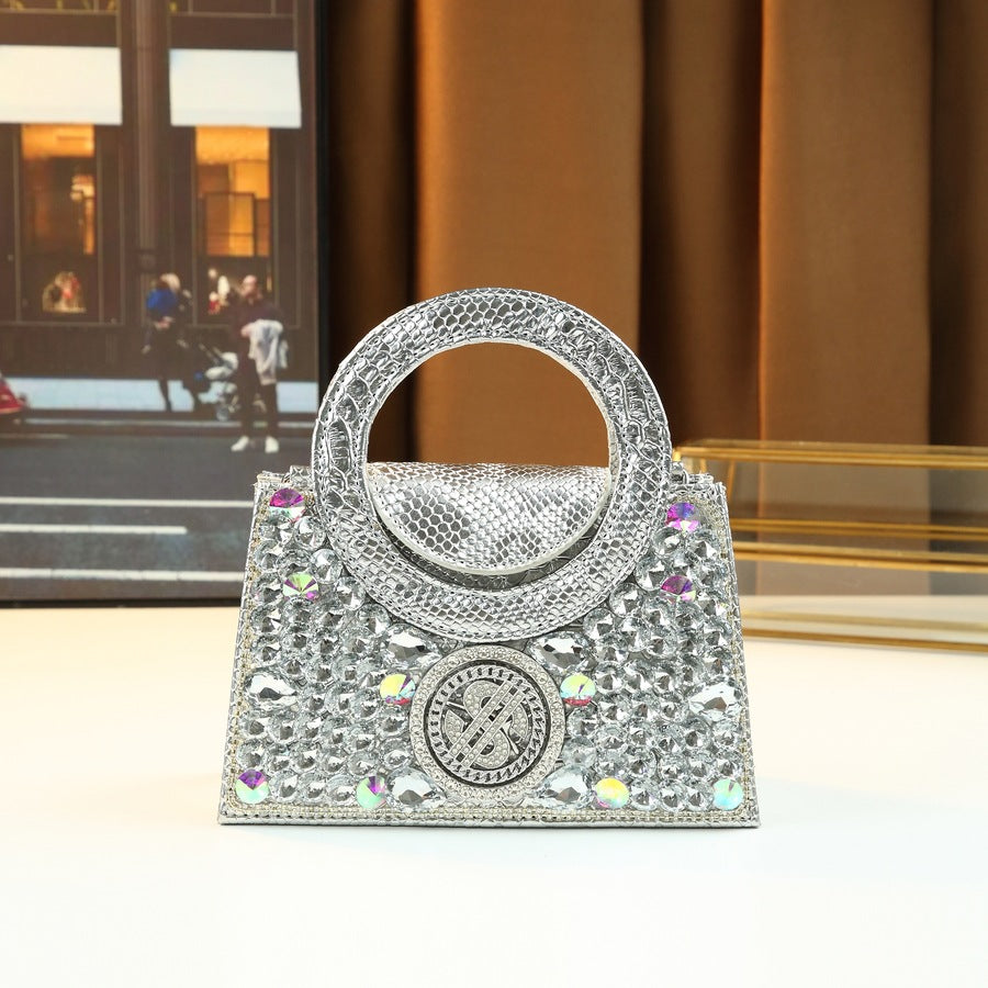 Dollar Rhinestone Evening Bag for Women Full Crystal Embellished Party Handbag, Premium Sparkling Purse with Glamorous Design