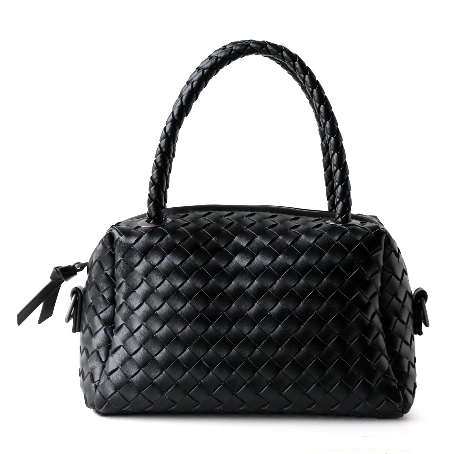 Handwoven Genuine Leather Boston Pillow Bag for Women Shoulder Crossbody Handbag, Premium Artisan Purse with Classic Silhouette