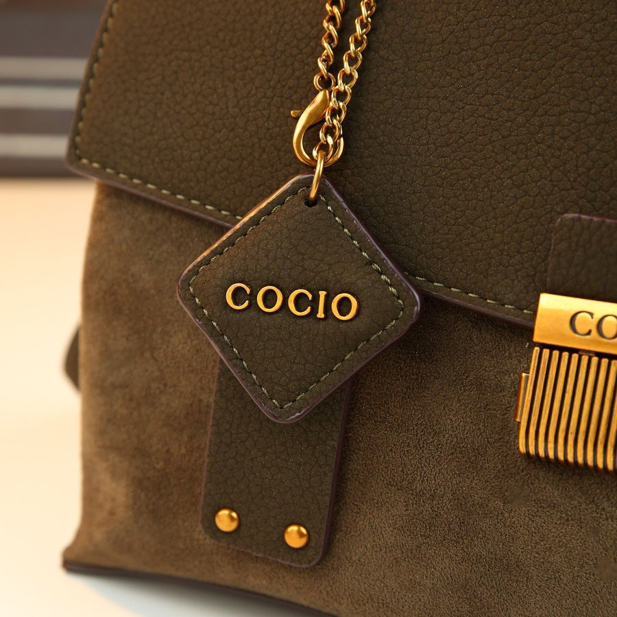 Pebble Grain Lock Clasp Bag for Women Fall Winter Original Design Shoulder Crossbody Purse, Premium Textured Handbag with Elegant Hardware Accent