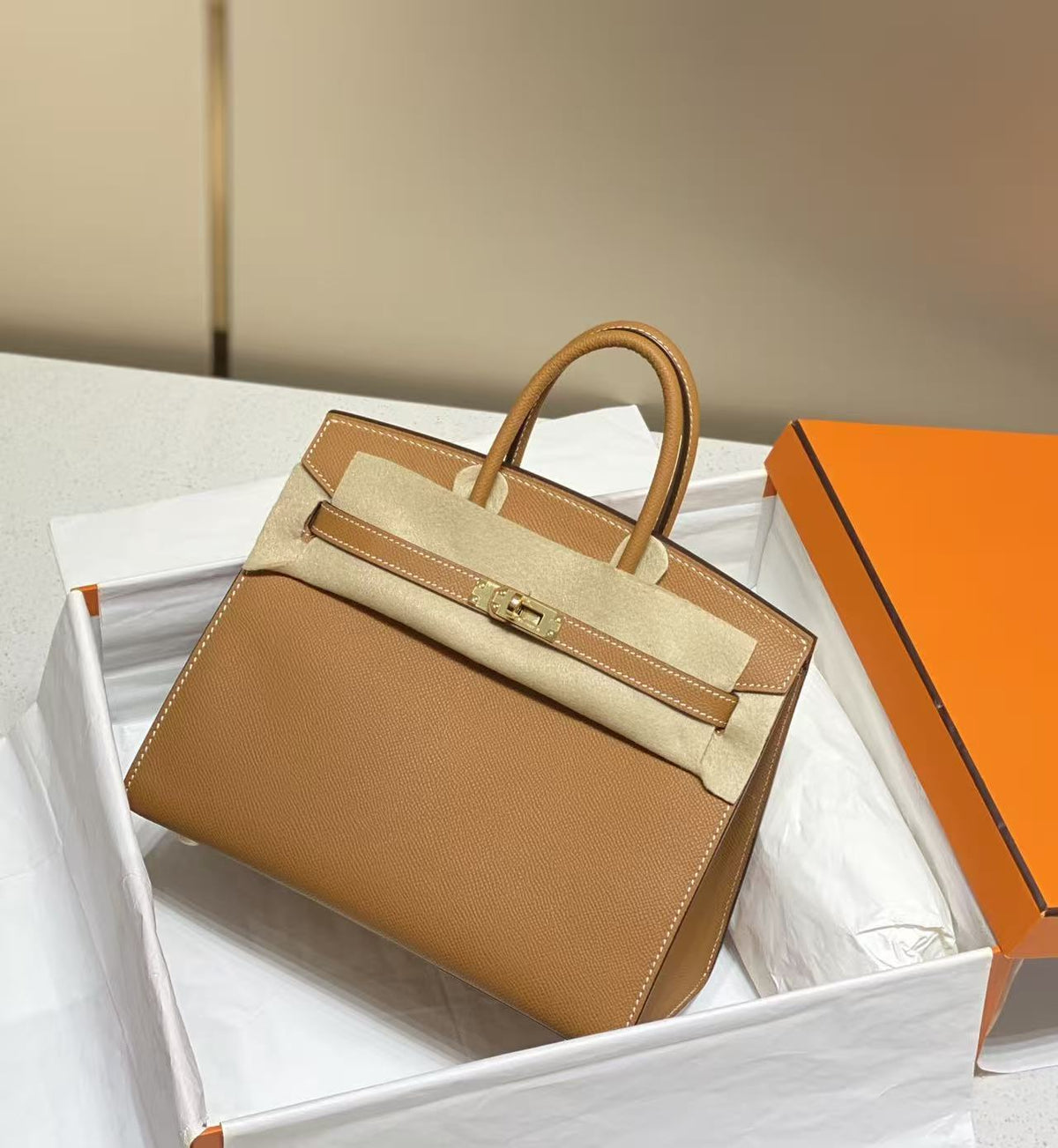 Women's Leather Birkin-Style Tote Bag 25-30cm, Hermès-Inspired Top-Handle Handbag, Trendy Versatile Purse for Daily Wear, Work & Travel, New Arrival