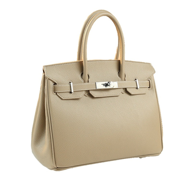 New Arrival Pebbled Leather Birkin-Inspired Tote Bag for Women, Large Capacity Turn-Lock Shoulder Crossbody Handbag with Light Luxury Style, Perfect Commuter Purse for Work & Everyday