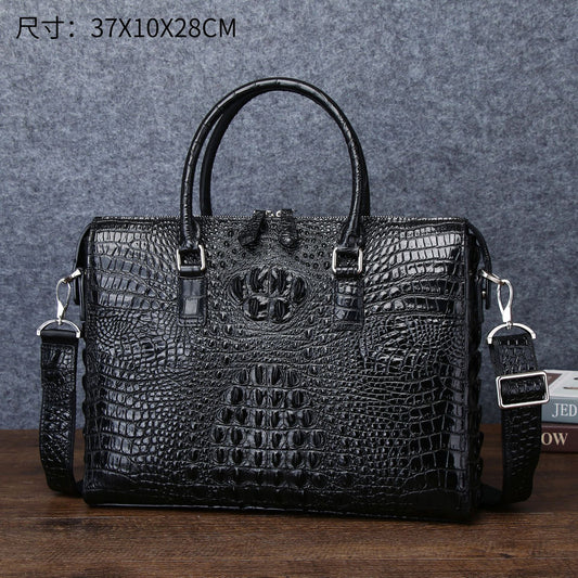 New Arrival Croc-Effect Business Briefcase for Men, A Large Capacity Document Laptop Shoulder Crossbody Bag with Professional Design, Perfect for Work & Travel