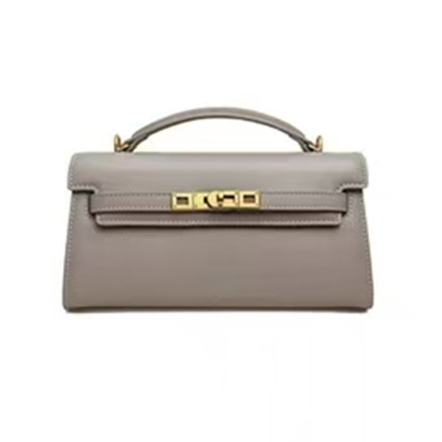 Chic Korean Style Light Luxury Croc-Effect Kelly-Inspired Handbag for Women, A Small Exquisite Top-Handle Bag with Turn-Lock Design & Premium Feel