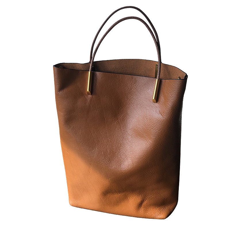 Genuine Top Layer Cowhide Handbag for Women, New Summer Original Minimalist Shoulder Crossbody Top Handle Purse, Vintage Mother-Child Bag for Ladies