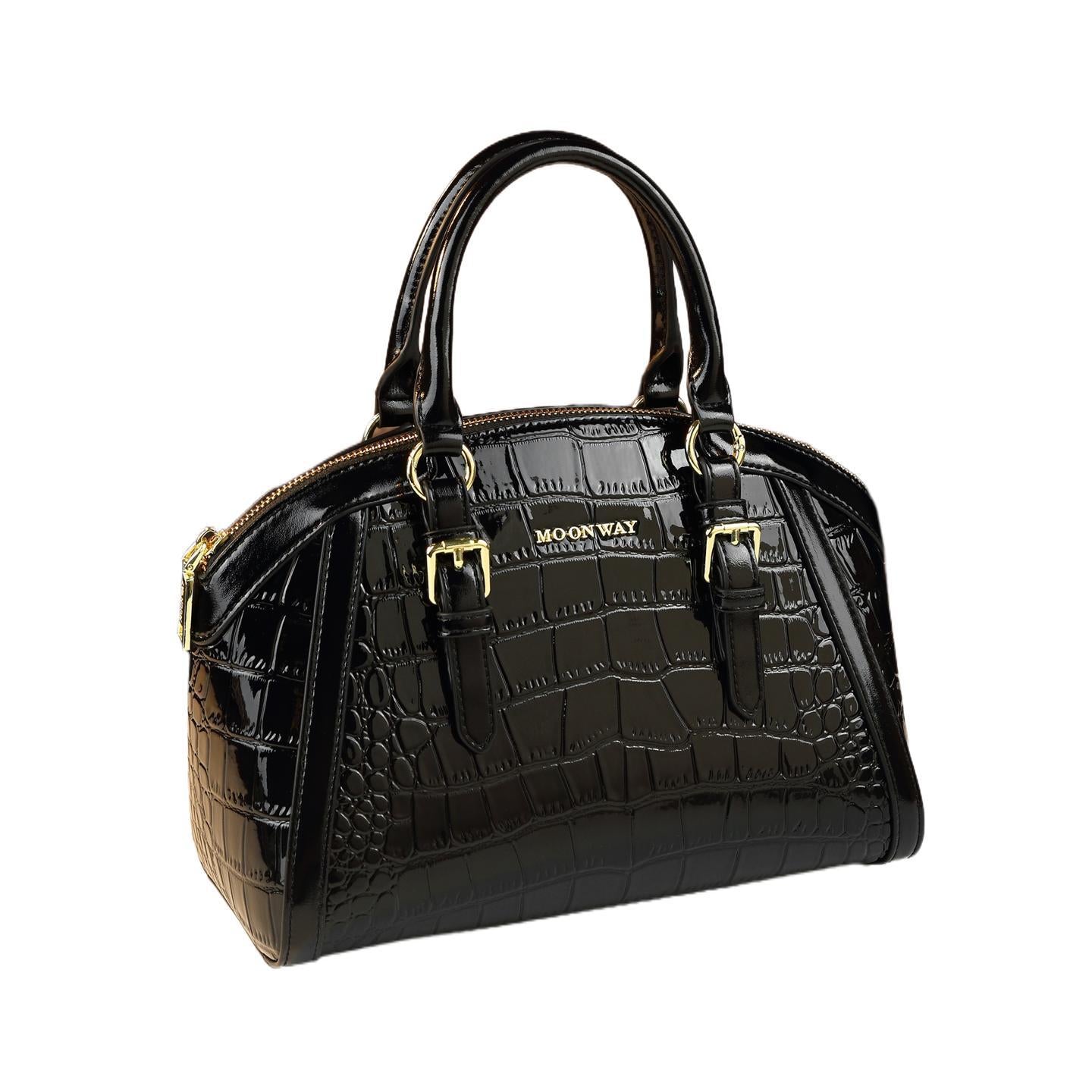 New Arrival Structured Croc-Effect Shell Bag for Women, A Light Luxury Shoulder Crossbody Top-Handle Handbag with Casual Style, Perfect for Moms