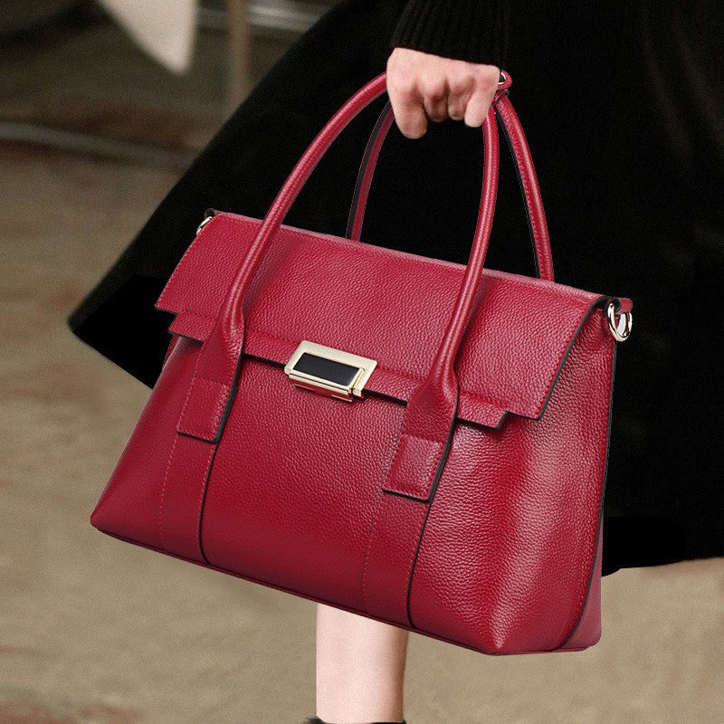 New Arrival Solid Color Genuine Leather Birkin-Inspired Tote Bag for Women, Business Commuter Top-Handle Handbag with Exquisite Stitching Detail, Premium Everyday Purse