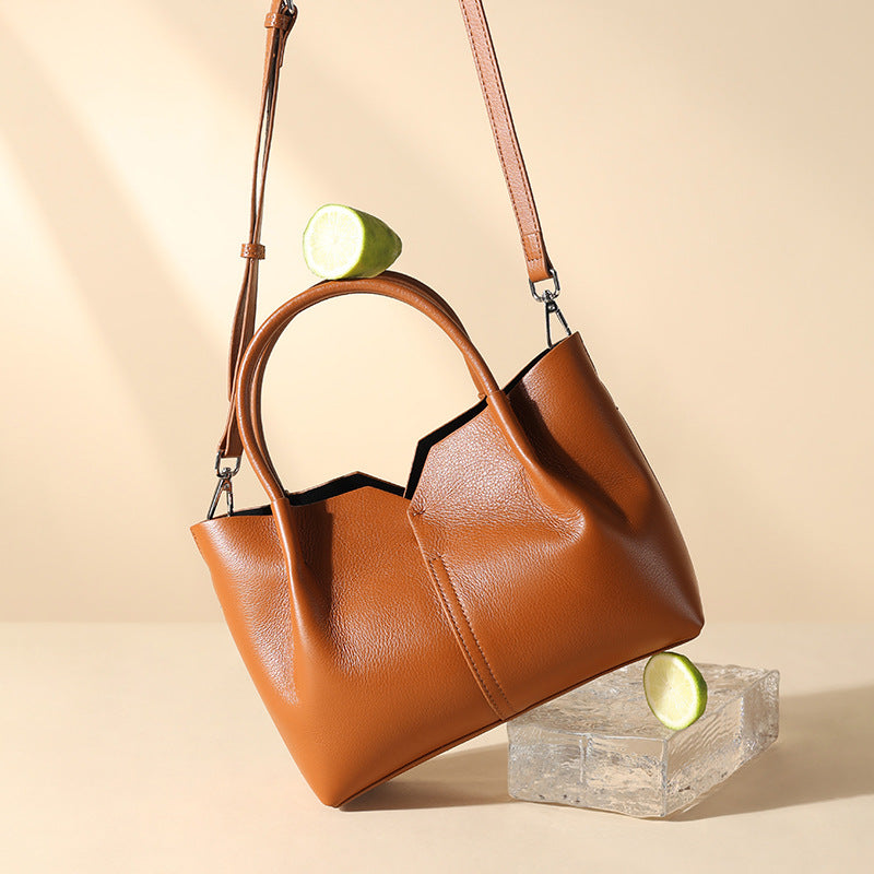 Top Layer Cowhide Tote Bag for Women Large Capacity Crossbody Shoulder Handbag, Premium Summer Purse with Niche Designer Appeal