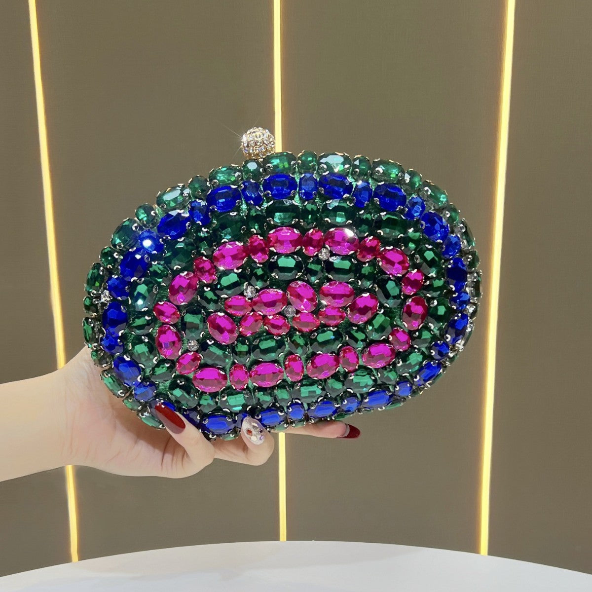 Elegant Rhinestone-Embellished Evening Clutch for Women, A Premium Glamorous Top-Handle Chain Crossbody Bag with Exquisite Craftsmanship & Sparkly Crystal Details, Perfect for Banquets Weddings & Special Occasions