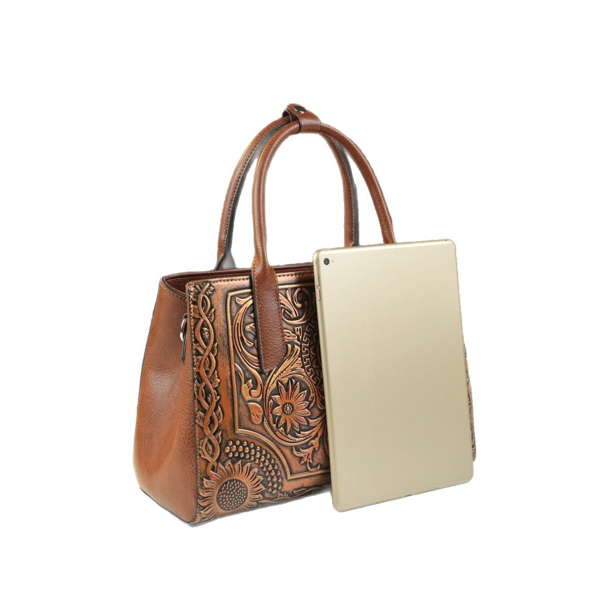 New Arrival Vintage Embossed Distressed Top-Handle Bag for Women, A Casual Commuter Shoulder Crossbody Handbag with Fashionable Design