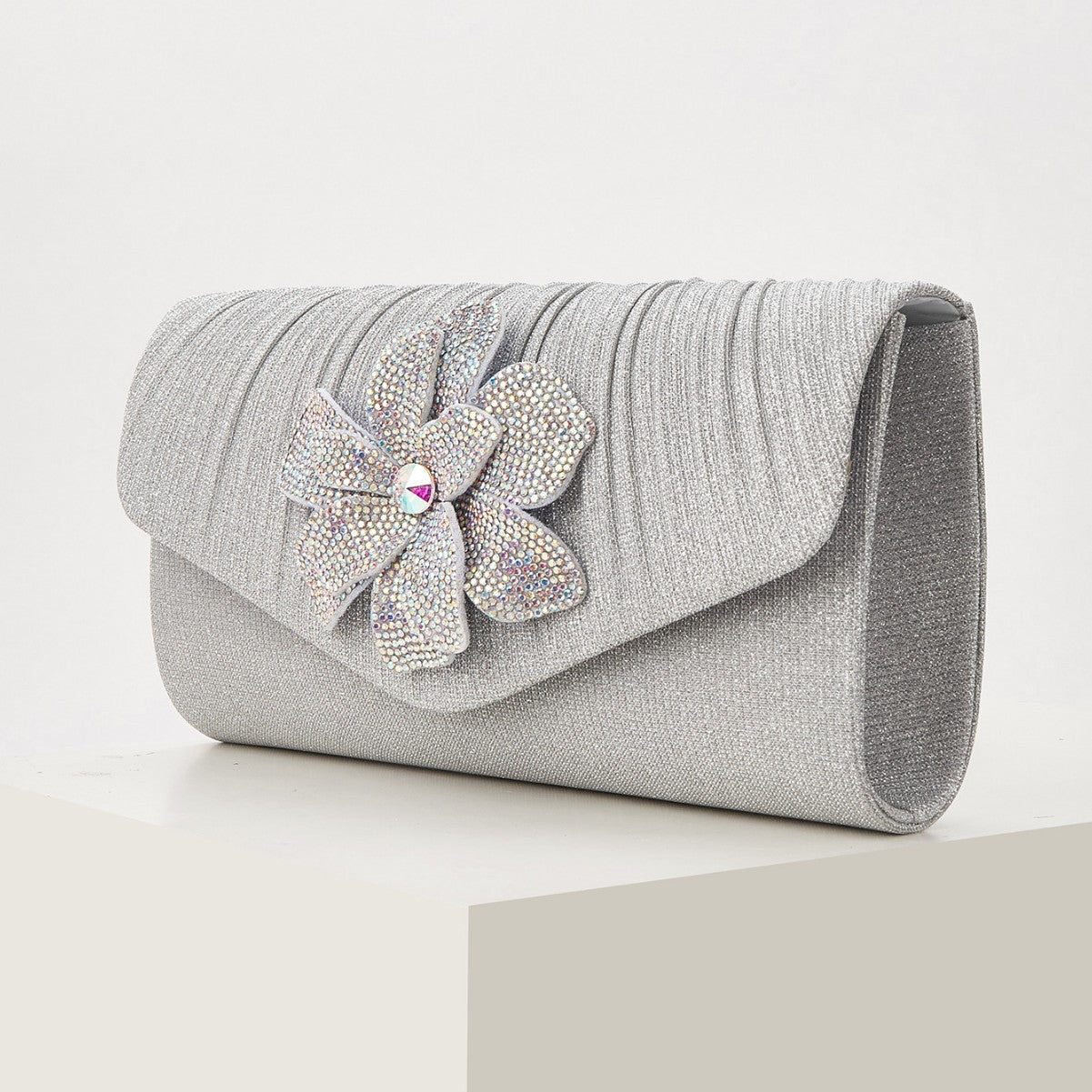 Rhinestone Floral Chain Clutch for Women, Sparkly Evening Handbag, Elegant Formal Banquet Party Purse with Premium Feel for Ladies