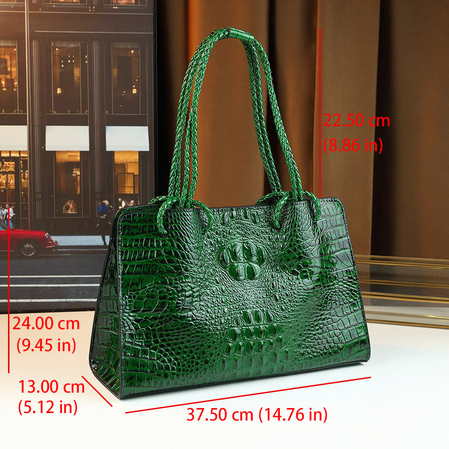 New Arrival Croc-Effect Light Luxury Tote Bag for Women, Large Capacity Top-Handle Shoulder Handbag with Premium Stylish Design, Trendy Everyday Purse