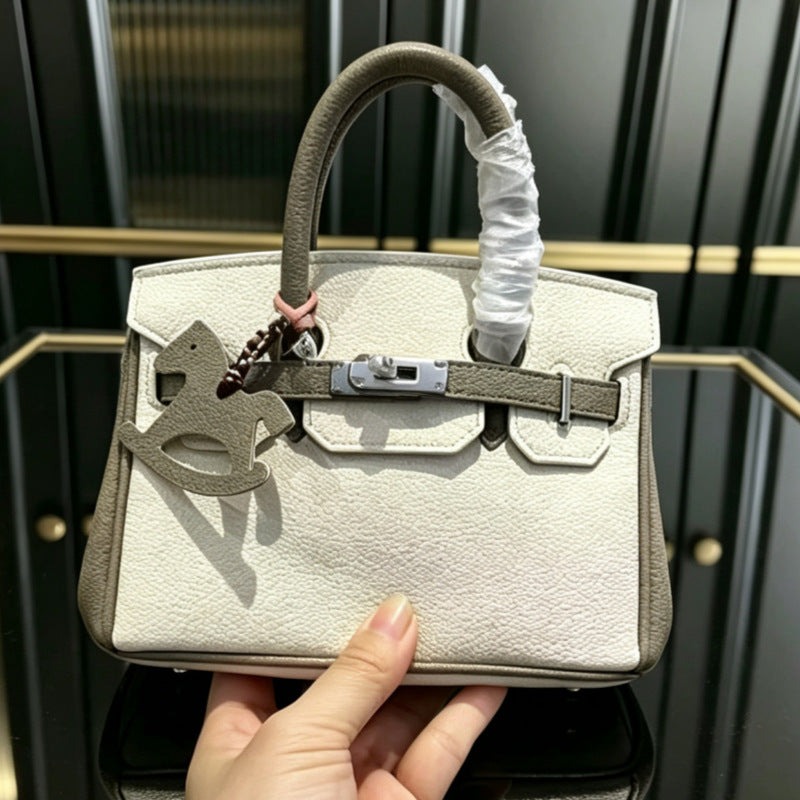Premium Genuine Leather Birkin-Inspired Tote Bag for Women, Spacious Large Capacity Handbag with Versatile Shoulder Crossbody Carry, Perfect for Banquets Work & Everyday Style