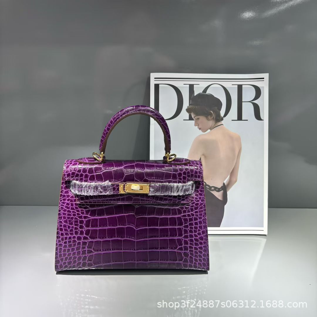 New Arrival Mini Croc-Effect Kelly-Inspired Bag in White for Women, A Premium Top-Handle Shoulder Crossbody Handbag with Versatile Elegant Design