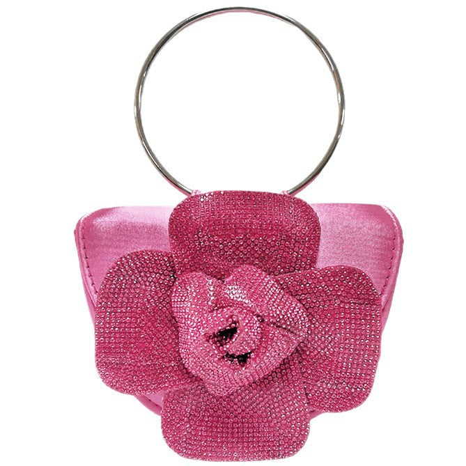 Chic Sparkly Camellia Evening Bag for Women, A Glamorous Ring Top-Handle Crossbody Shoulder Handbag Perfect for Banquets Parties & Special Occasions