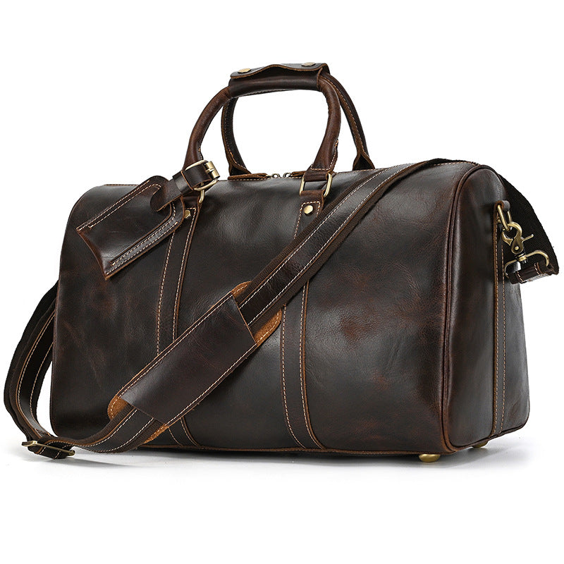 Premium Large Capacity Leather Travel Duffle Bag, Genuine Cowhide Luggage Bag, Perfect Business Trip Overnight Weekender for Men and Women
