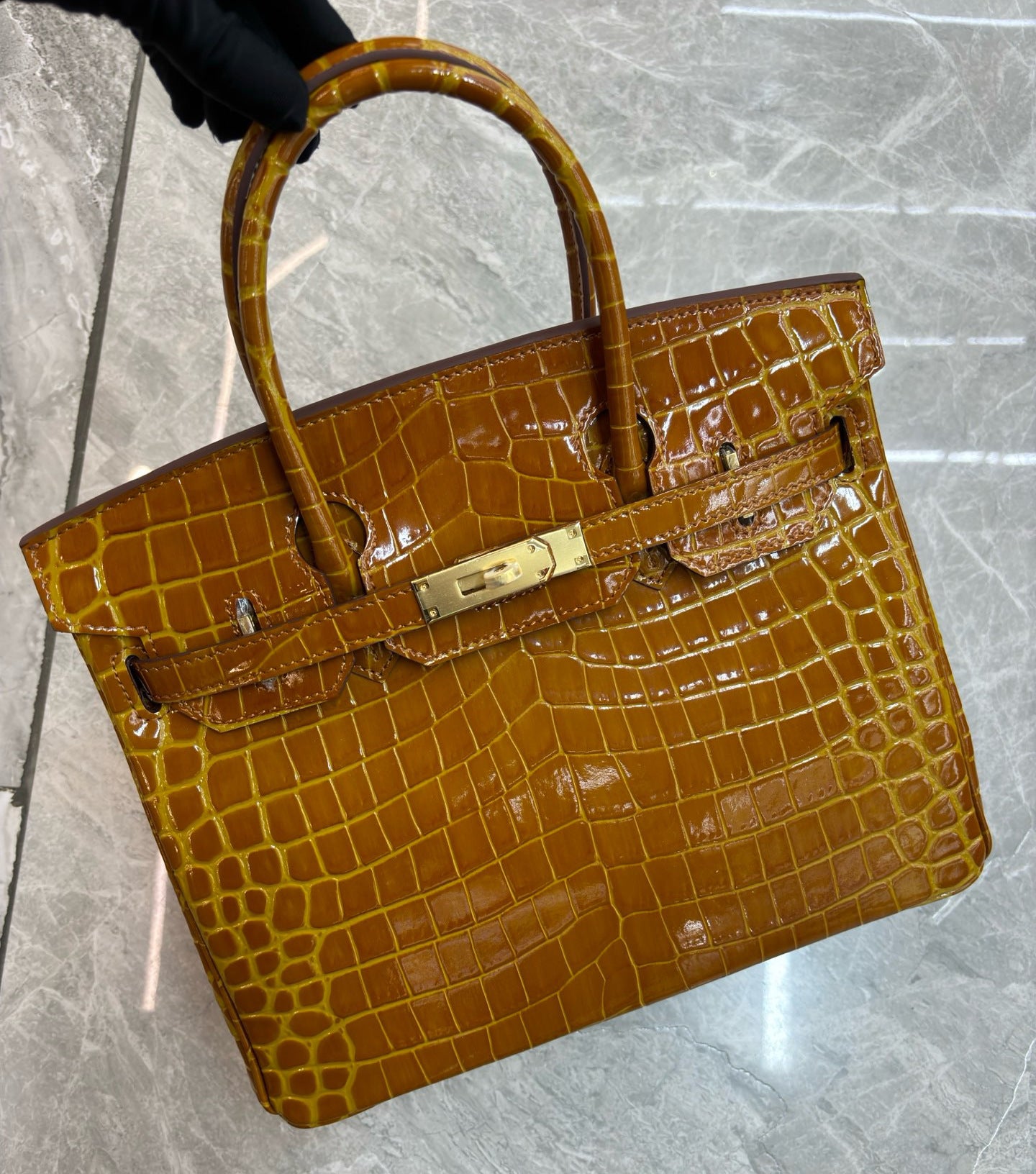 Genuine Leather Crocodile-Embossed Birkin-Style Bag for Women, Structured Large Commute Top Handle Shoulder Crossbody Purse, Versatile Everyday Handbag for Ladies
