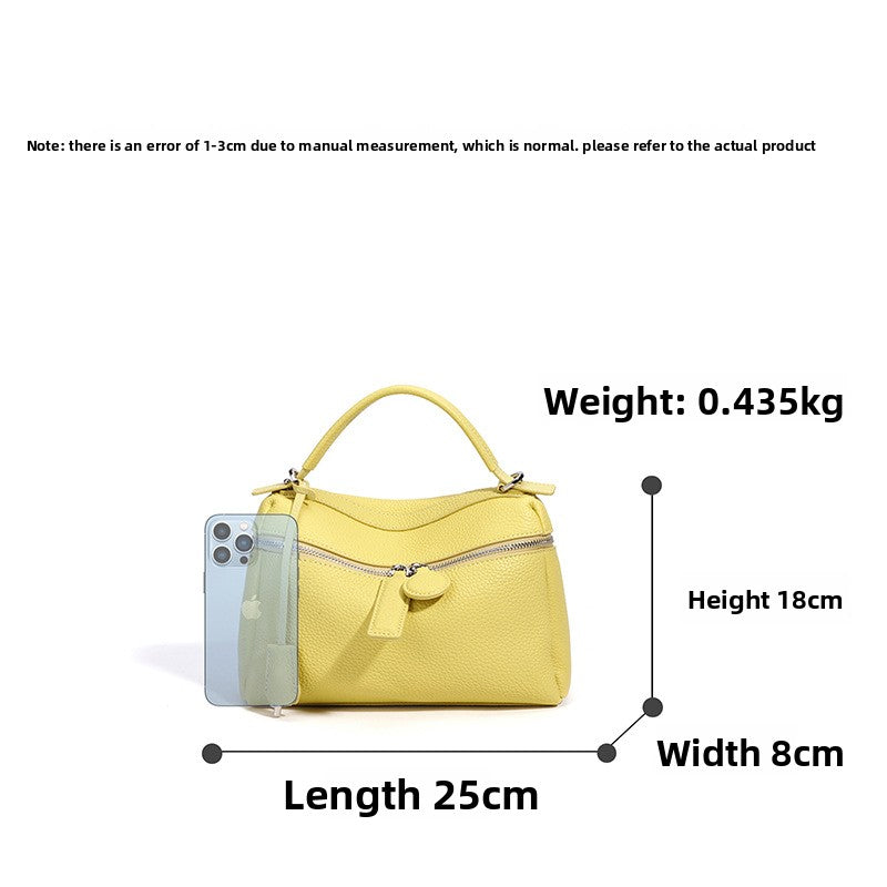 New Candy Color Pebbled Leather Bag, Niche Korean Design Shoulder Crossbody Top Handle Purse, Casual Handbag for Women