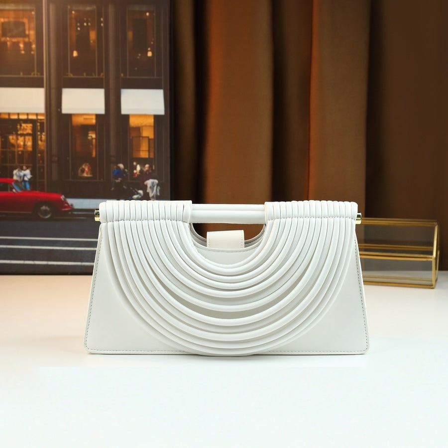 Woven Line Clutch Bag for Women Niche Designer Handbag with Premium Texture, Artistic Woven Detail and Minimalist Silhouette