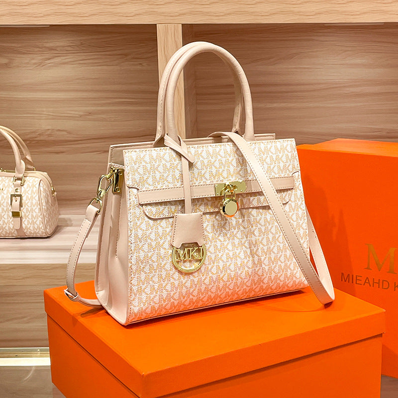 Premium Genuine Leather Birkin-Style Tote for Women | Hermès-Inspired Handbag with Trendy Letter Print from New Spring/Summer Collection | Euro-American Chic Top-Handle Shoulder Cross-Body Purse | Sophisticated Everyday Carryall with Statement Design