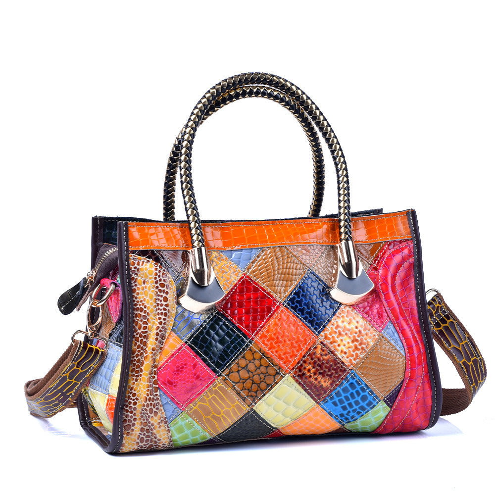 Genuine Leather Snakeskin Handmade Handbag for Women, Trendy Crossbody Top Handle Purse, Versatile Multi-Functional Shoulder Bag for Ladies