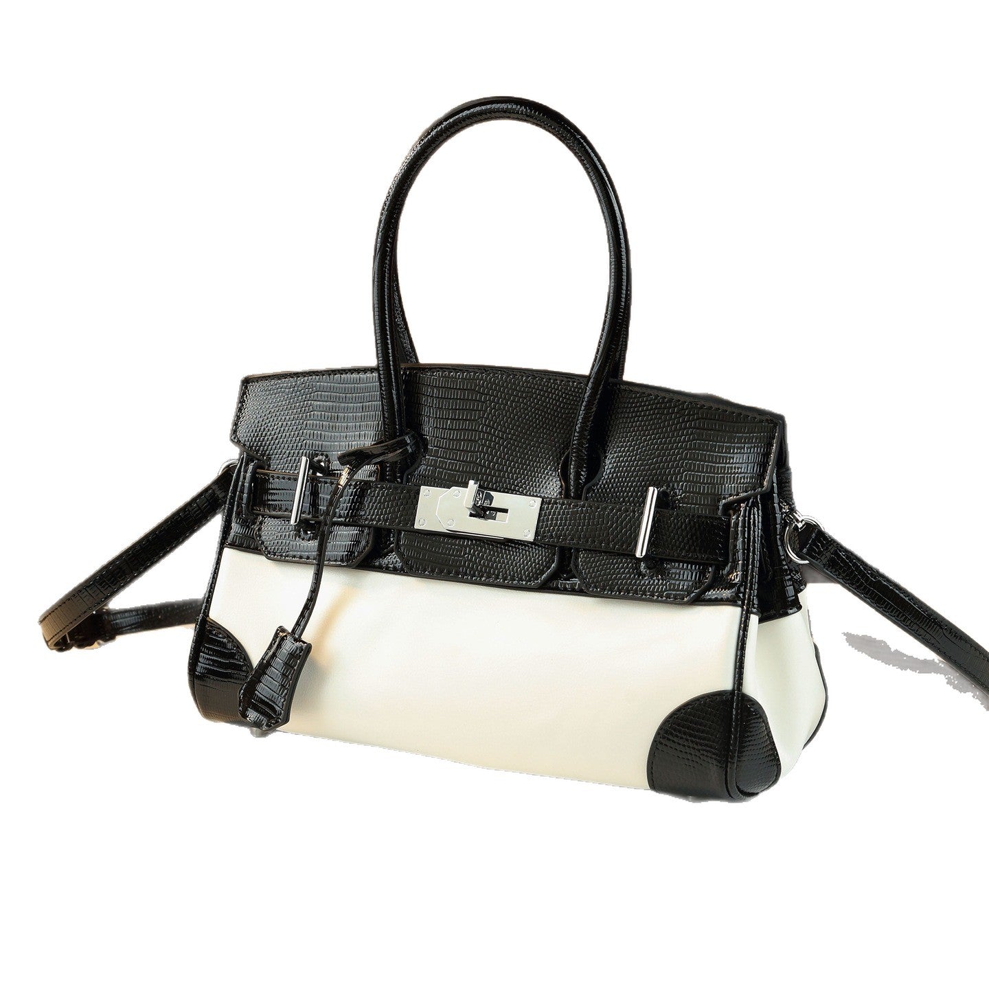 Chic Lizard-Effect Birkin-Inspired Tote Bag for Women, Premium Genuine Leather Top-Handle Crossbody Shoulder Handbag with Trendy Elegant Design, Ideal Everyday Purse for Mom