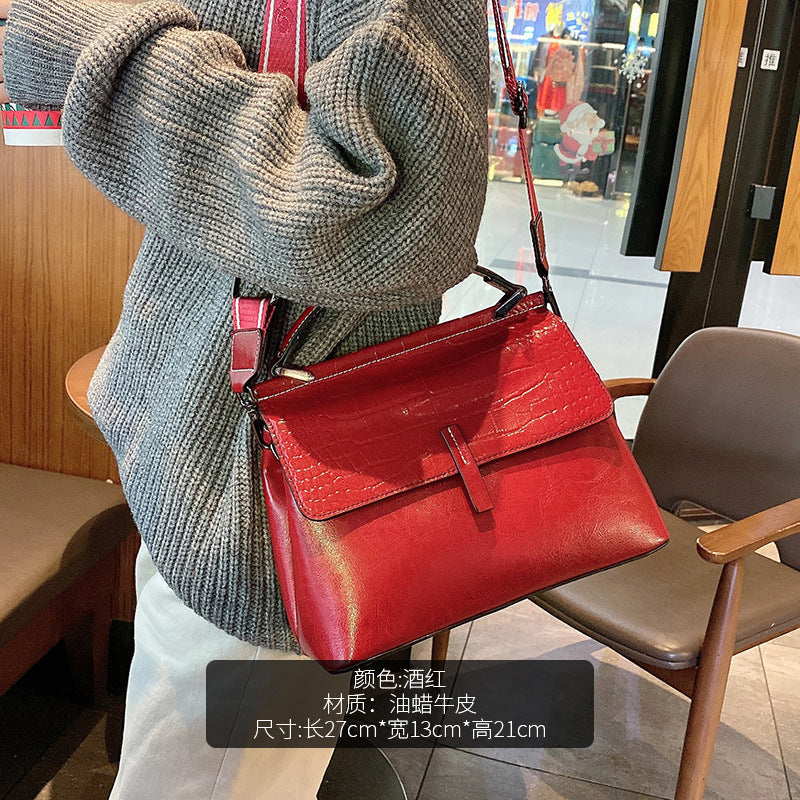 Waxed Cowhide Briefcase Tote for Women Large Genuine Leather Shoulder Crossbody Handbag, Versatile Fashion Purse with Premium Finish