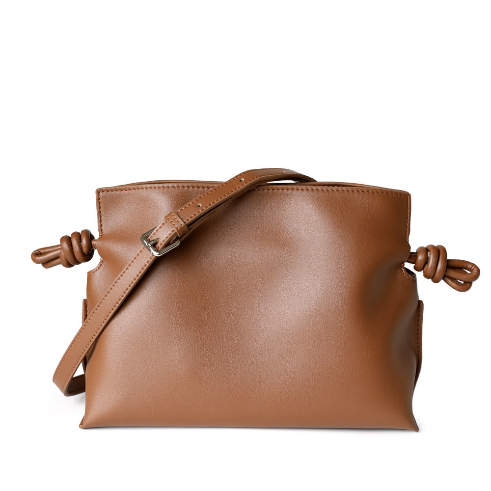 Genuine Leather Drawstring Lucky Bag for Women Light Luxury Shoulder Crossbody Small Handbag, Stylish Pouch Purse with Versatile Design