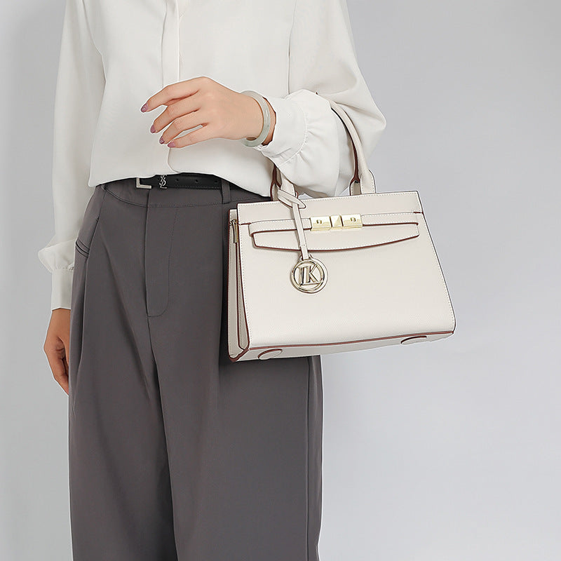 Elegant Light Luxury Handbag for Women, New Spring/Summer Trendy Shoulder Crossbody Bag with Kelly-Inspired Turn-Lock Design, A Chic Everyday Essential