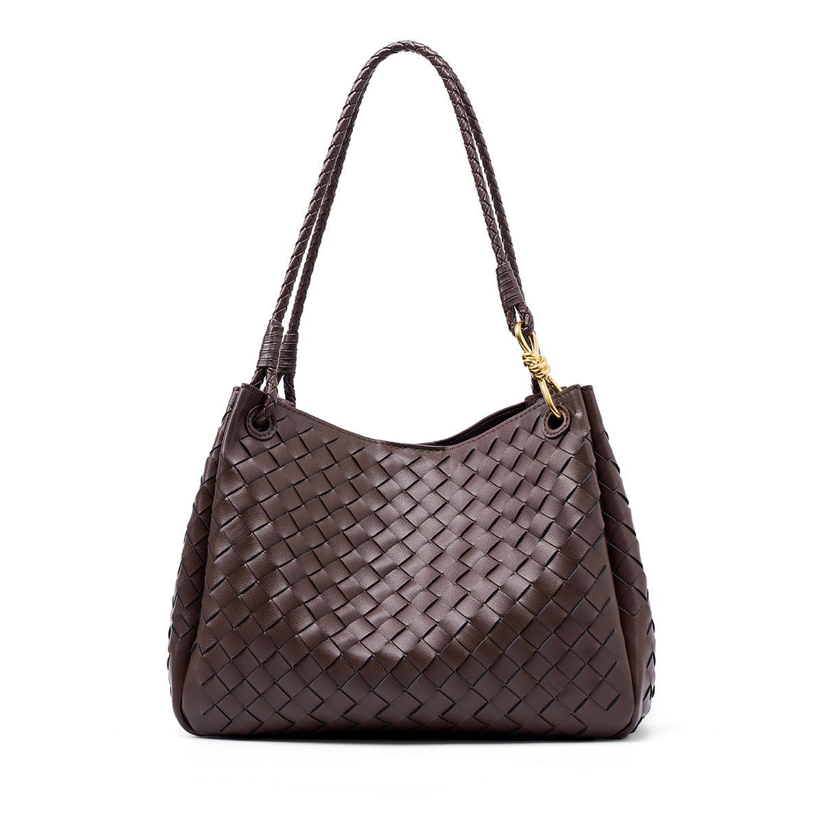 Handwoven Cowhide Large Capacity Tote, Niche Underarm Shoulder Top Handle Bag, Casual Fashion Cross-Border Handbag for Women