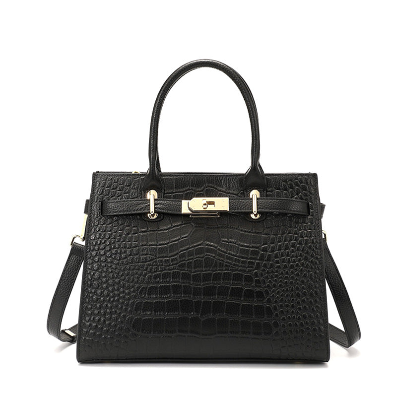 New Arrival Light Luxury Croc-Effect Tote Bag for Women, A Large Capacity Genuine Leather Shoulder Handbag with Versatile Commuter Design, Perfect for Work & Everyday