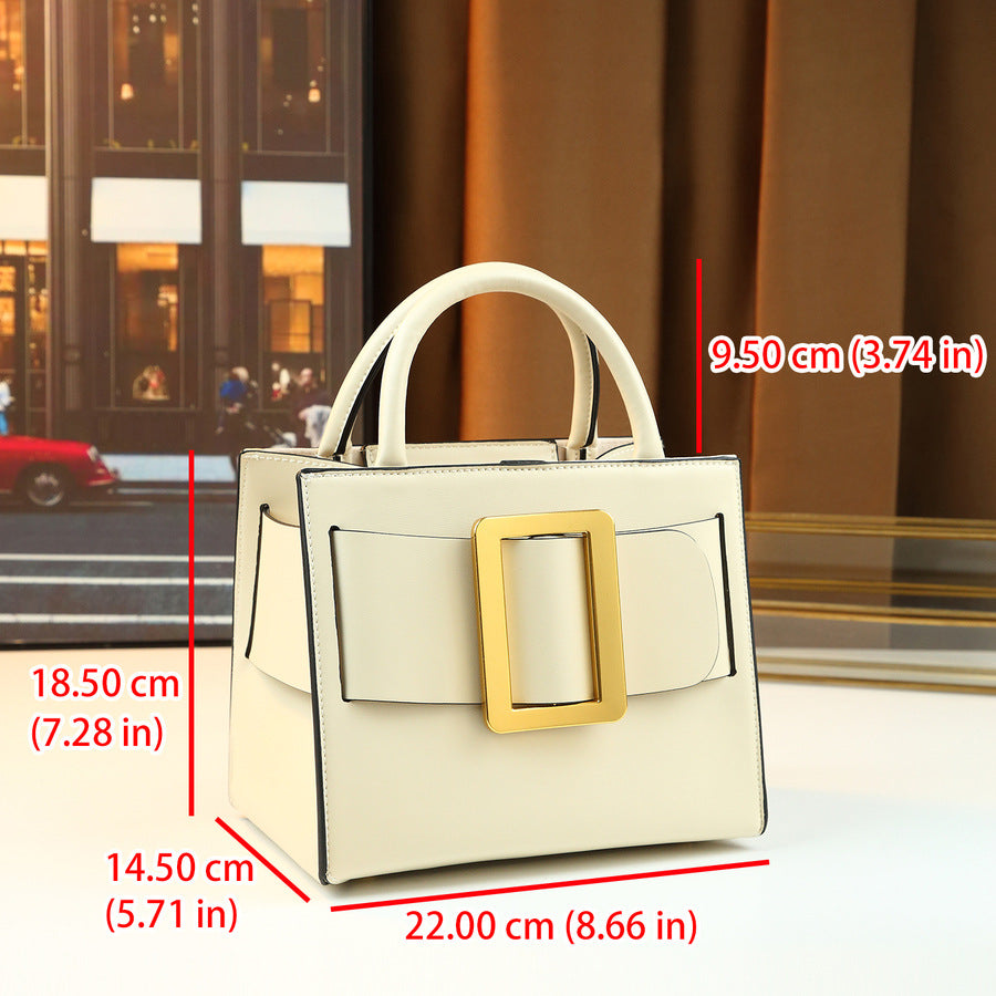 Square Buckle Mini Square Bag for Women Large Capacity Shoulder Crossbody Handbag, Elegant Versatile Purse with Chic Hardware Accent