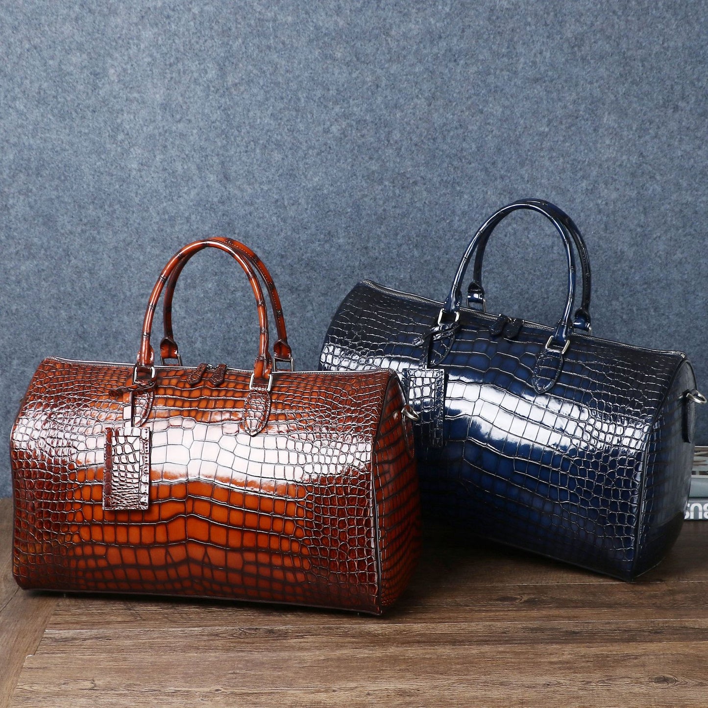 New Arrival Distressed Croc-Effect Large Travel Duffel Bag for Men, A Spacious Top-Handle Carryall Perfect for Business Trips & Weekend Getaways