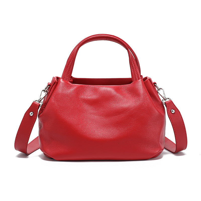 Pleated Cloud Tote Bag for Women Top Layer Cowhide Large Capacity Shoulder Crossbody Handbag, Soft Textured Purse with Versatile Practical Design